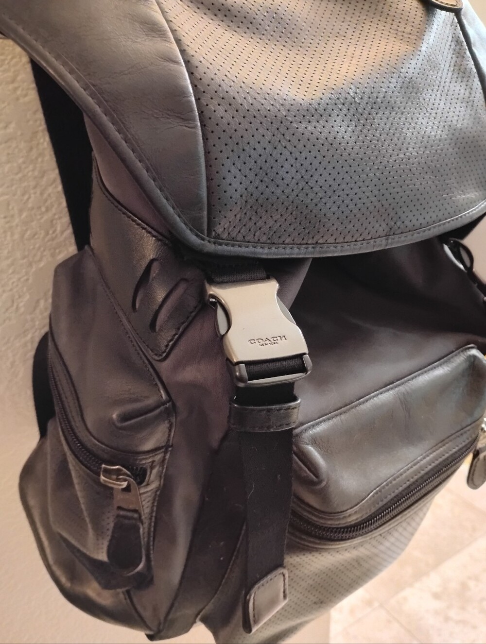 ▪️Coach Black Leather Terrain Gunmetal Backpack Rugged Cabincore Quiet Luxury